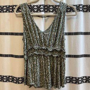 Maurices Tank Top Tan Green Leopard Print size M